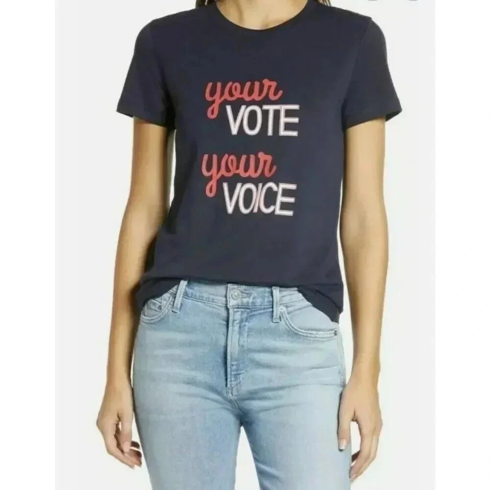 1901, short sleeve tee shirt with logo YOUR VOTE, YOUR VOICE, Blue, Medium